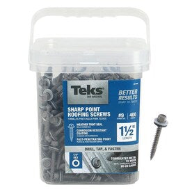 Teks #9 x 1-1/2-in Zinc-Plated Zinc-Plated Self-Drilling Roofing Screws (400-Count) - Super Arbor