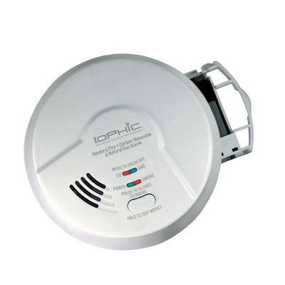 AC Hardwired Iophic Smoke/Fire Carbon Monoxide and Natural Gas Alarm with Battery Backup - Super Arbor