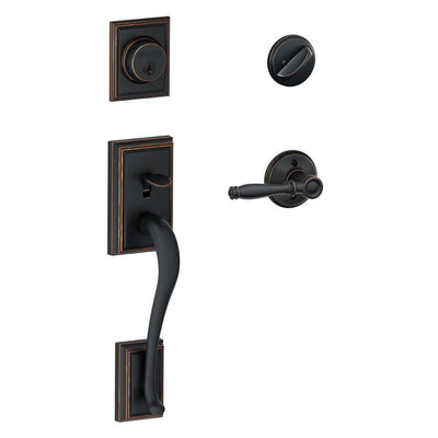 Addison Aged Bronze Single Cylinder Deadbolt with Birmingham Lever Door Handleset - Super Arbor