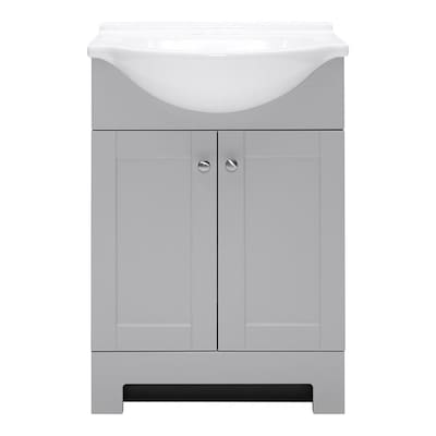 Style Selections Euro 25-in Gray Single Sink Bathroom Vanity with White Cultured Marble Top