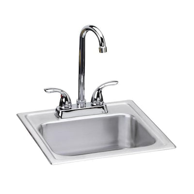 Dayton 15-in x 15-in Satin Single Bowl Drop-In 2-Hole Residential Kitchen Sink All-in-One Kit