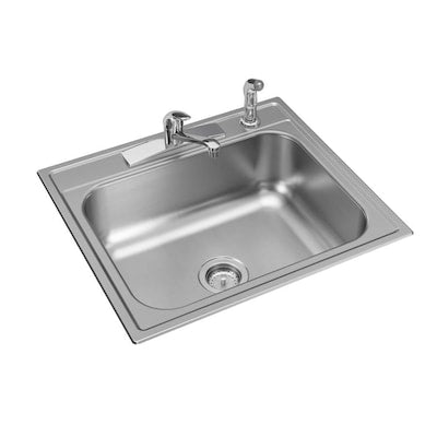 Elkay 25-in x 22-in Stainless Steel Single Bowl Drop-In 4-Hole Residential Kitchen Sink All-in-One Kit