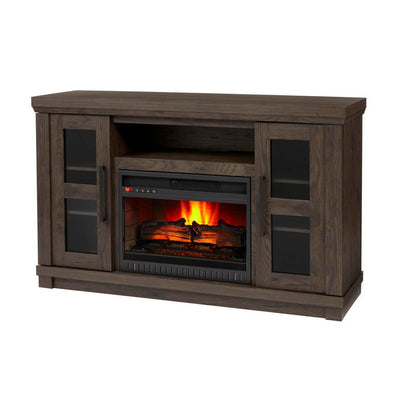 Caufield 54 in. Media Console Infrared Electric Fireplace in Vintage Warm Oak - Super Arbor