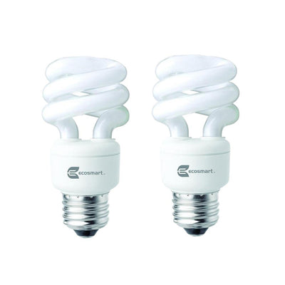 EcoSmart 40-Watt Equivalent E26 Spiral CFL Light Bulb Daylight (2-Pack)