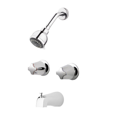 2-Handle 1-Spray Tub and Shower Faucet with Metal Knob Handles in Polished Chrome (Valve Included) - Super Arbor