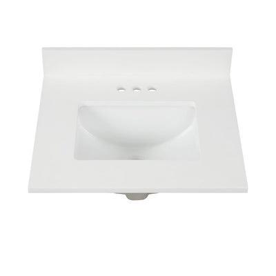 25 in. W x 22 in. D x 0.75 in. H Quartz Vanity Top in Snow White with White Basin - Super Arbor