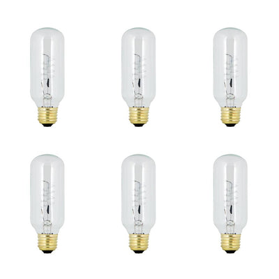 Feit Electric 40-Watt T14 Dimmable Incandescent Amber Glass Vintage Edison Light Bulb with Spiral Filament Soft White (6-Pack)