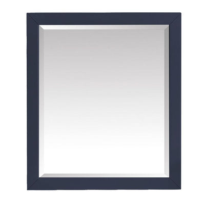 28.00 in. W x 32.00 in. H Framed Rectangular Beveled Edge Bathroom Vanity Mirror in Navy Blue - Super Arbor