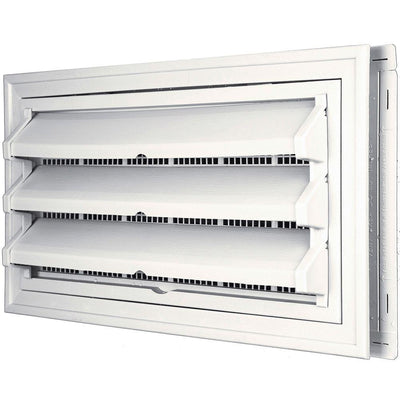 9-3/8 in. x 17-1/2 in. Foundation Vent Kit with Trim Ring and Optional Fixed Louvers (Molded Screen) #117 Bright White - Super Arbor