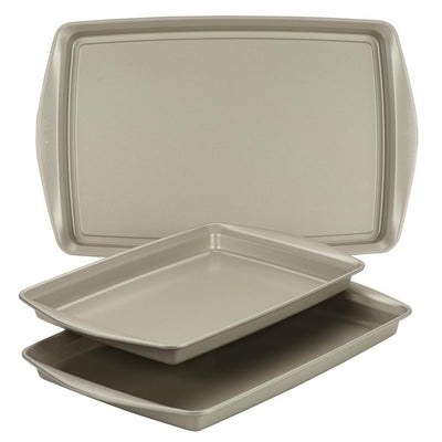 Nonstick Bakeware Cookie Pan Set, 3-Piece, Silver - Super Arbor