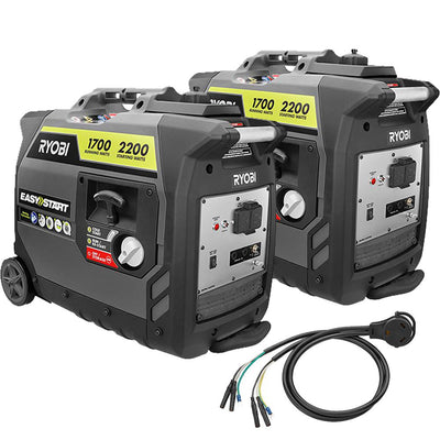 RYOBI 2,200-Watt Gray Gasoline Powered Digital Inverter Generator with Parallel Combo Kit - Super Arbor