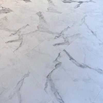 Glacier Calacatta Marble 12-mil x 12-in W x 24-in L Waterproof Interlocking Luxury Vinyl Tile Flooring (19.79-sq ft/ Carton)