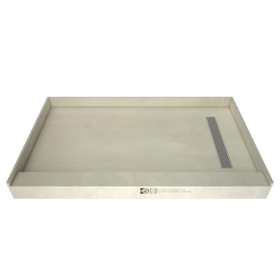 Redi Trench 48 in. x 60 in. Single Threshold Shower Base with Right Drain and Polished Chrome Trench Grate - Super Arbor