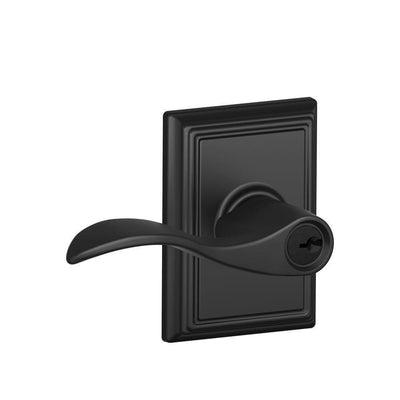 Accent Matte Black Keyed Entry Door Lever with Addison Trim - Super Arbor