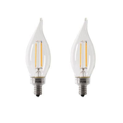 Feit Electric 40-Watt Equivalent CA10 Candelabra Dimmable Filament CEC Clear Glass Chandelier LED Light Bulb, Daylight (2-Pack) - Super Arbor