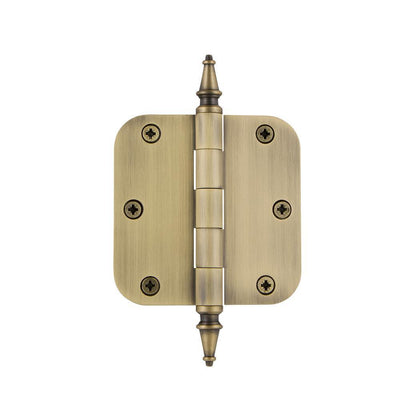 3.5 in. Steeple Tip Residential Hinge with 5/8 in. Radius Corners in Antique Brass - Super Arbor