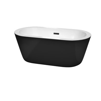 Mermaid 60 in. Acrylic Flatbottom Bathtub in Black with Matte Black Trim - Super Arbor