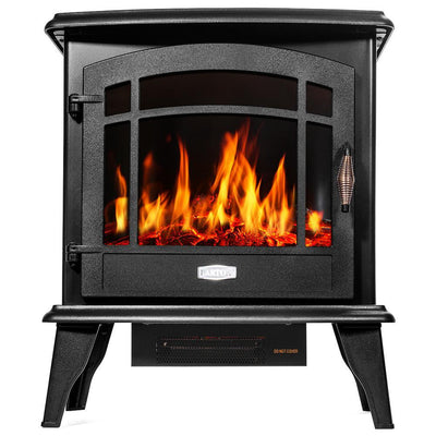 20 in. 1500-Watt 3-Sided Free Standing Compact Infrared Quartz Electric Fireplace Firebox Heater in Vintage Black - Super Arbor