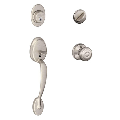 Schlage Plymouth, Georgian Satin Nickel Handleset Right or Left Handed