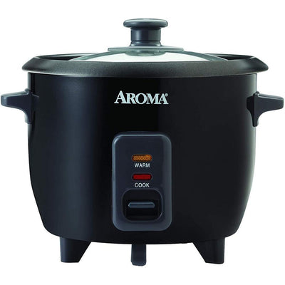 6-Cup Black Rice Cooker with Removable Steam Tray - Super Arbor