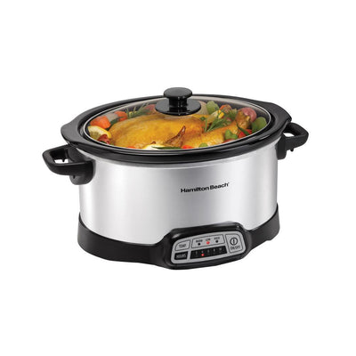 6 Qt. Programmable Silver Slow Cooker with Temperature Settings - Super Arbor