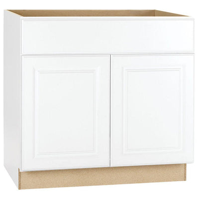 Hampton Assembled 36 in. x 34.5 in. x 24 in. Sink Base Kitchen Cabinet in Satin White