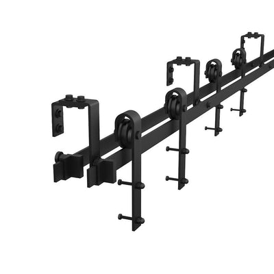 6 ft./72 in. Powder Coated Black Heavy-Duty Bypass Double Door Sliding Barn Door Hardware Classic Design Roller - Super Arbor