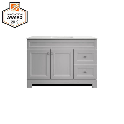 Sedgewood 48-1/2 in. W Bath Vanity in Dove Gray with Solid Surface Technology Vanity Top in Arctic with White Sink - Super Arbor