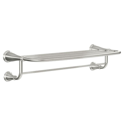 Banbury 10-1/4 in. L x 4 in. H x 24 in. W Zinc Hotel-Style Bathroom Shelf in Brushed Nickel - Super Arbor