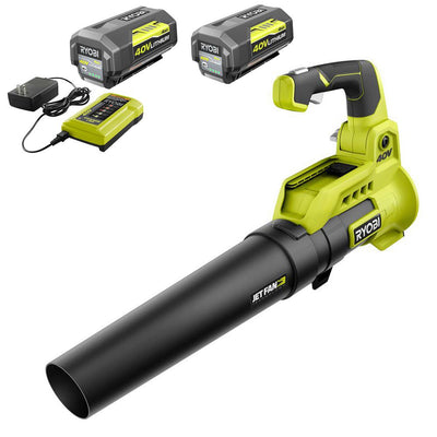 RYOBI 110 MPH 500 CFM 40-Volt Lithium-Ion Cordless Variable-Speed Jet Fan Leaf Blower with 4.0 Ah Battery and Charger Included