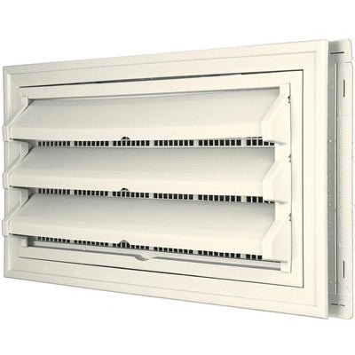 9-3/8 in. x 17-1/2 in. Foundation Vent Kit with Trim Ring and Optional Fixed Louvers (Molded Screen) in #034 Parchment - Super Arbor