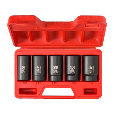 1/2 in. Drive 1-3/16 - 1-1/2 in. 6-Point Deep Impact Socket Set (5-Piece) - Super Arbor