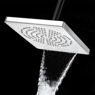 2-Spray 12 in. Single Wall Mount Fixed Waterfall Adjustable Shower Head in Chrome - Super Arbor