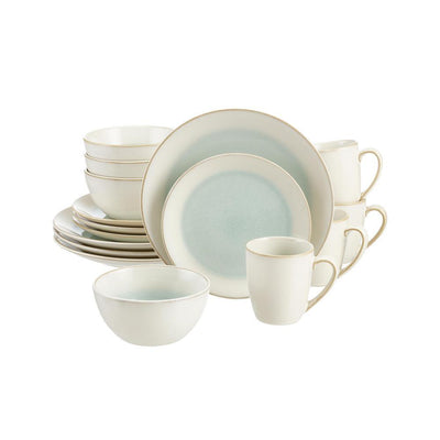 Adelaide 16-Piece Reactive Glaze Seabreeze Blue-Green Stoneware Dinnerware Set (Service for 4) - Super Arbor