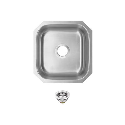 Undermount 16 in. 18-Gauge Stainless Steel Bar Sink in Brushed Stainless - Super Arbor