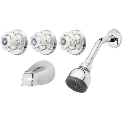 3-Handle 1-Spray Tub and Shower Faucet in Chrome (Valve Included) - Super Arbor
