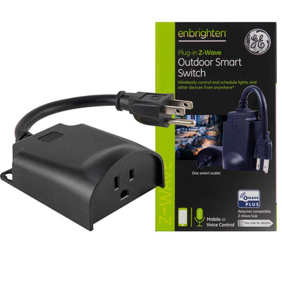 Enbrighten Z-Wave Plus Plug-In Outdoor Switch in Black - Super Arbor