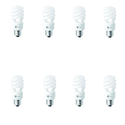 60-Watt Equivalent Spiral Non-Dimmable CFL Light Bulb Soft White (8-Pack) - Super Arbor