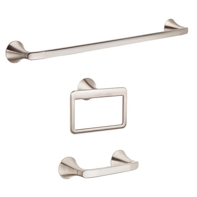 Brea 3-Piece Bath Hardware Set in Brushed Nickel - Super Arbor