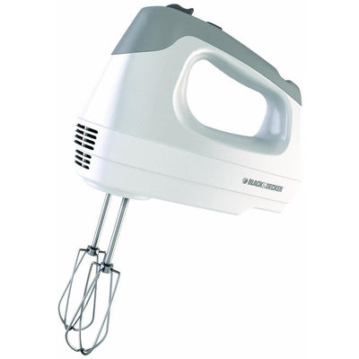 6-Speed White Hand Mixer with Beater, Whisk, Whip and Dough Hook Attachments - Super Arbor