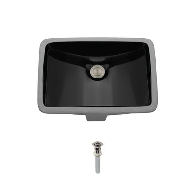 MR Direct Undermount Porcelain Bathroom Sink in Black with Pop-Up Drain in Brushed Nickel - Super Arbor