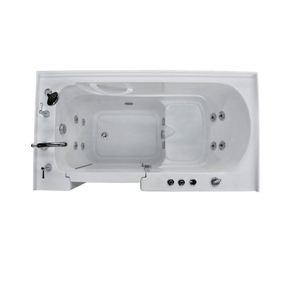HD Series 60 in. Left Drain Quick Fill Walk-In Whirlpool Bath Tub with Powered Fast Drain in White - Super Arbor