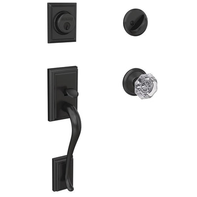 Custom Addison Matte Black Single Cylinder Door Handleset with Alexandria Glass Door Knob - Super Arbor