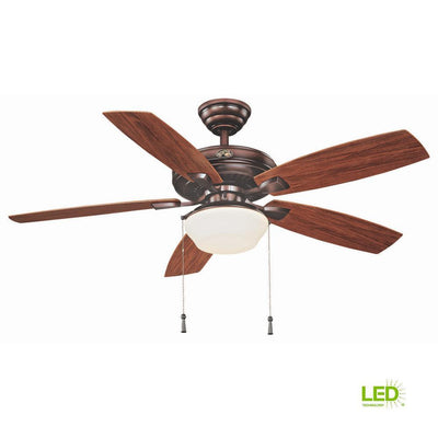 Hampton Bay Gazebo 52" LED Indoor/Outdoor Weathered Bronze Ceiling Fan - New