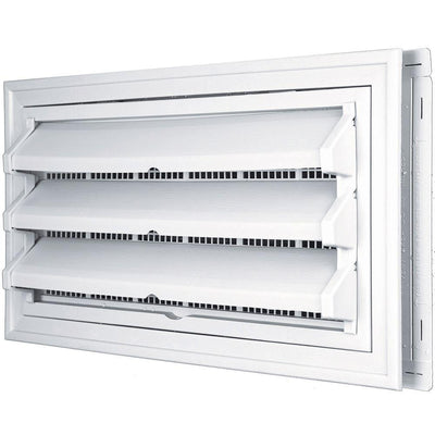 9-3/8 in. x 17-1/2 in. Foundation Vent Kit with Trim Ring and Optional Fixed Louvers (Molded Screen) in #001 White - Super Arbor