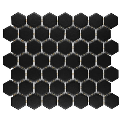 Daltile Restore Matte Black Hexagon 10 in. x 12 in. x 6.35 mm Glazed Ceramic Mosaic Tile (0.81 sq. ft./piece) - Super Arbor