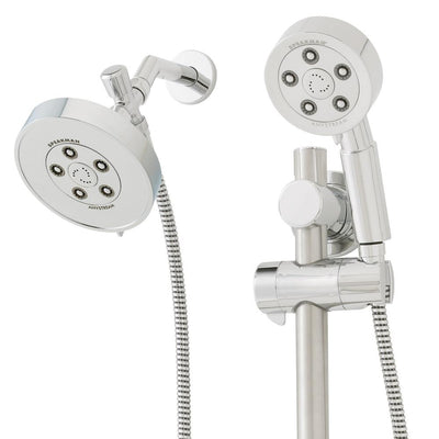 3-spray 5.5 in. Dual Shower Head and Handheld Shower Head with Low Flow in Polished Chrome