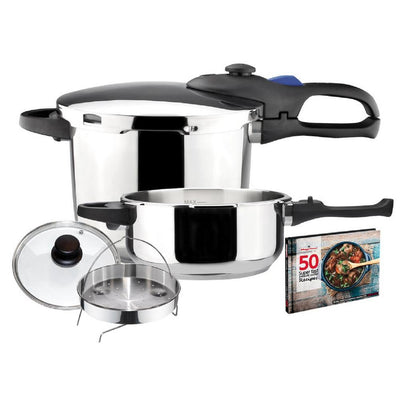 Favorit 4.2 + 6.3 Qt. Stainless Steel Pressure Cooker Set - Super Arbor