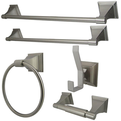 Monarch 5-Piece Bathroom Accessory Set in Brushed Nickel - Super Arbor