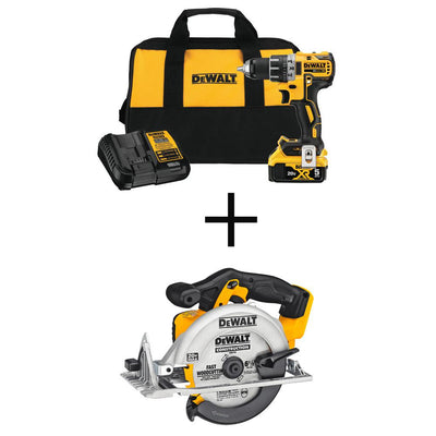 20-Volt MAX XR Lithium-Ion Brushless Cordless 1/2 in. Drill/Driver with 20-V Cordless 6-1/2 in. Circular Saw (Tool-Only) - Super Arbor